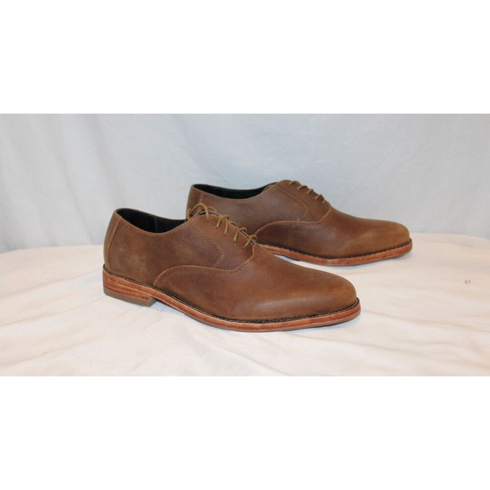 NISOLO MEN'S EVERYDAY OXFORD LEATHER DRESS SHOES BROWN SZ 9.5 NEW $188 CR